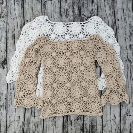 Amelia Crochet Boho Bikini Cover Up Top Crochet Beach Top - Image 4