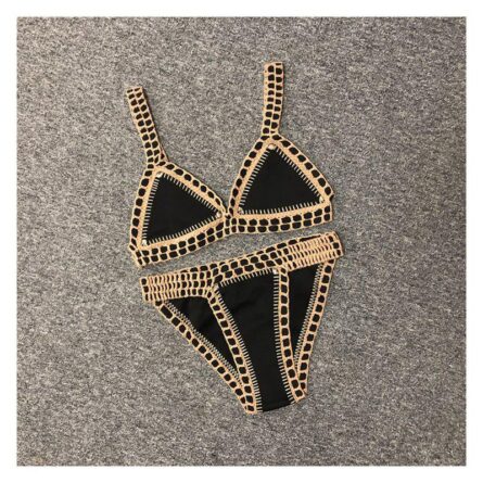 Bestselling! Sexy Neoprene Crochet Black Bikini Set - Image 8