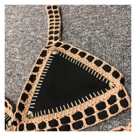 Bestselling! Sexy Neoprene Crochet Black Bikini Set - Image 4