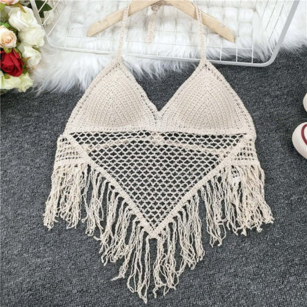 Boho Bohemian Summer Crochet Top Bikini Top Built in Bra – Bild 11