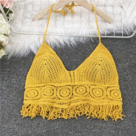 Boho Bohemian Summer Crochet Top Bikini Top Built in Bra – Bild 25