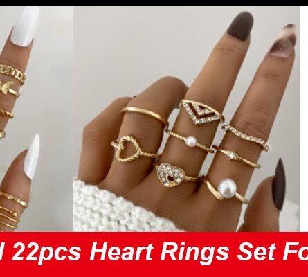 Boho Sensation Pink Butterfly Heart Wave Ring Set – Bild 24