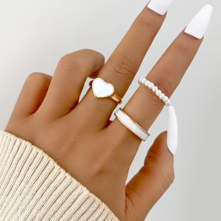 Boho Sensation Pink Butterfly Heart Wave Ring Set – Bild 6