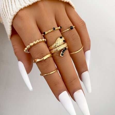 Boho Sensation Pink Butterfly Heart Wave Ring Set – Bild 35