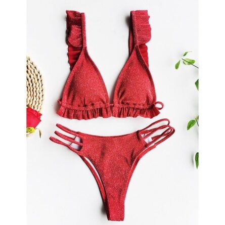 Charlotte Ruffle Triangle Brazilian Bikini - Image 9