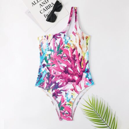 Coral Dreams One Piece One Shoulder Hollowed out Swimsuit – Bild 20