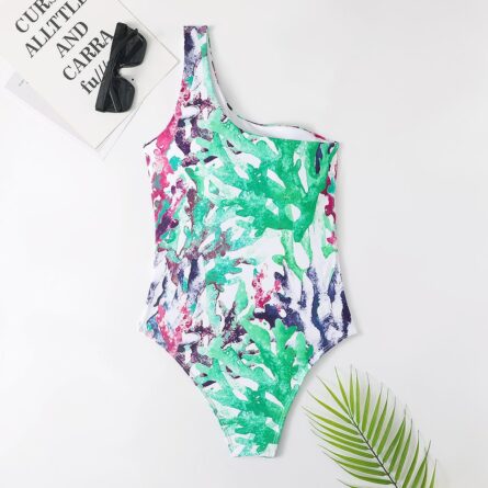 Coral Dreams One Piece One Shoulder Hollowed out Swimsuit – Bild 17
