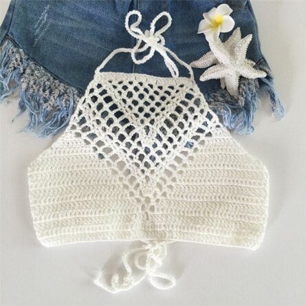 Sunset Vibes White Crochet Bikini Top Crochet Beach Top - Image 7
