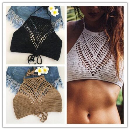 Sunset Vibes White Crochet Bikini Top Crochet Beach Top - Image 2