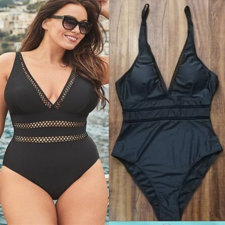 Eva Plus Size Slimming Waist Design Swimsuit - Image 1