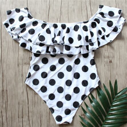 Gia Women Off-shoulder Swimsuit New Sexy Polka Dot One Piece – Bild 3