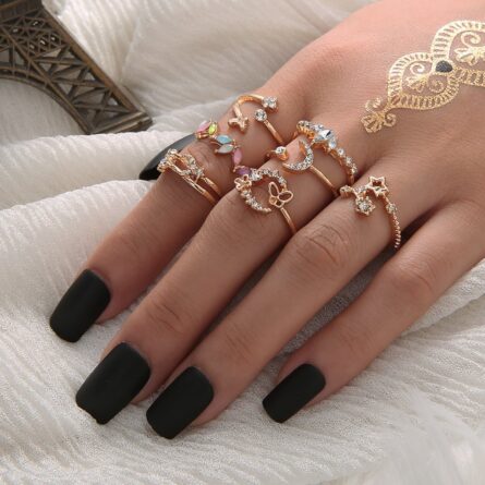 Boho Glamour Bohemian Star Ring Set – Bild 9