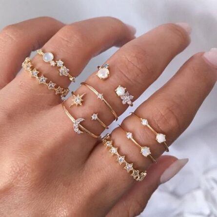 Boho Glamour Bohemian Star Ring Set – Bild 3