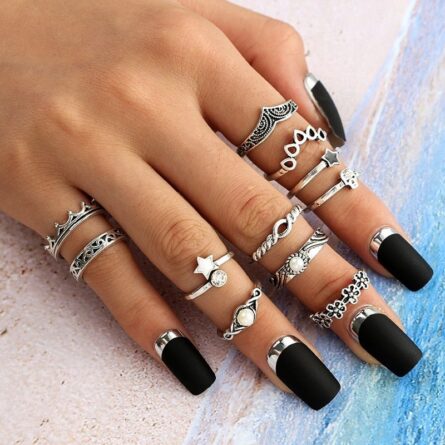 Boho Glamour Bohemian Star Ring Set – Bild 16