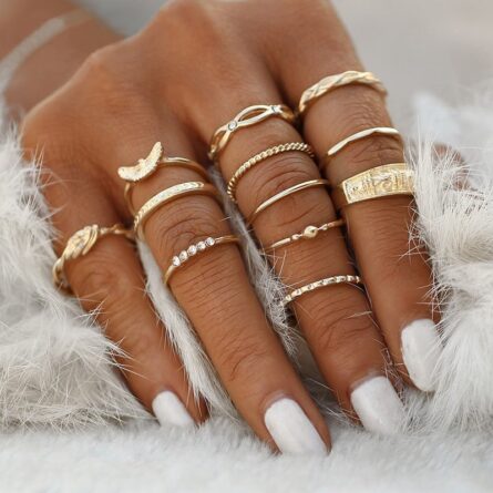 Boho Glamour Bohemian Star Ring Set – Bild 10