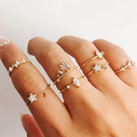 Boho Glamour Bohemian Star Ring Set – Bild 4