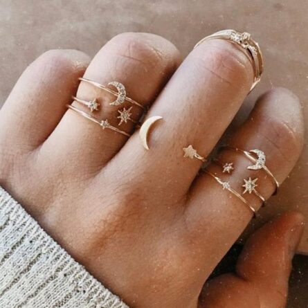 Boho Glamour Bohemian Star Ring Set – Bild 5