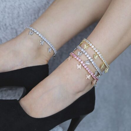 Iced Out Bling Butterfly Anklet – Bild 5