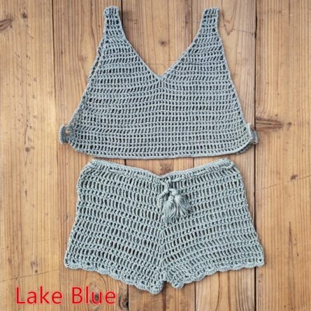 Isabella Handmade Crochet Beach Cover Up Set, Crochet Beach Top - Image 5