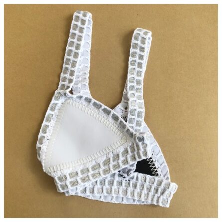 Italy Intense Sexy White Crochet Neoprene Triangle Bikini Set - Image 10