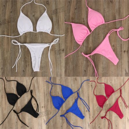 Jessie Sexy Solid Mirco Thong Bikini Set - Image 9