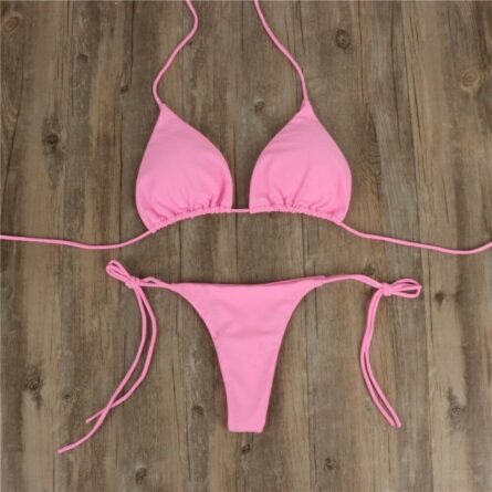 Jessie Sexy Solid Mirco Thong Bikini Set - Image 15