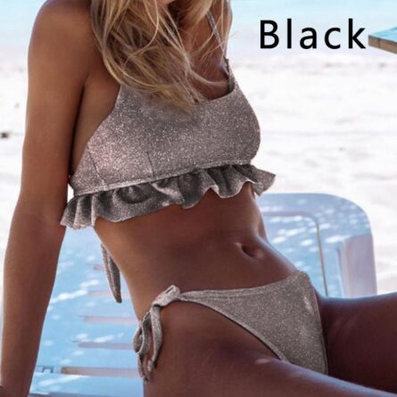 Josie Ruffle Back Tie Glitter Bikini – Bild 13