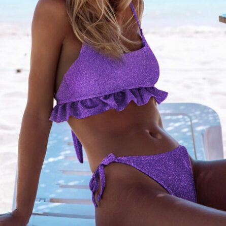 Josie Ruffle Back Tie Glitter Bikini – Bild 4