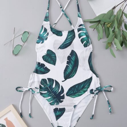 Jungle Vibes Sexy Back Drawstring One Piece Swimsuit – Bild 11