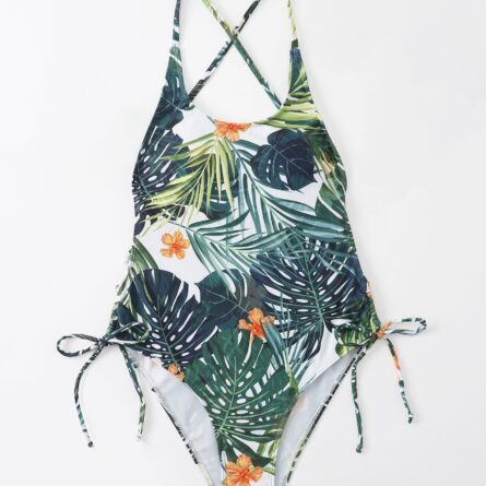 Jungle Vibes Sexy Back Drawstring One Piece Swimsuit – Bild 8