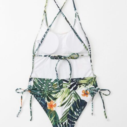 Jungle Vibes Sexy Back Drawstring One Piece Swimsuit – Bild 4