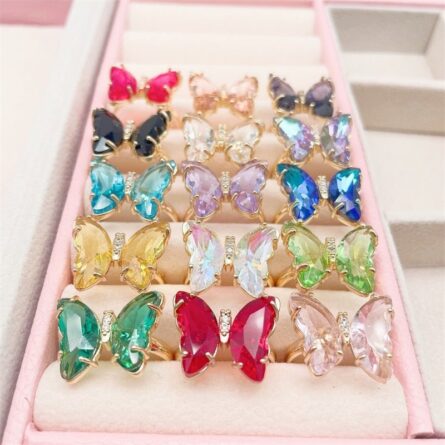 Trendy 16 Colors Crystal Butterfly Ring – Bild 18