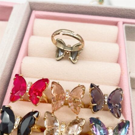 Trendy 16 Colors Crystal Butterfly Ring – Bild 25