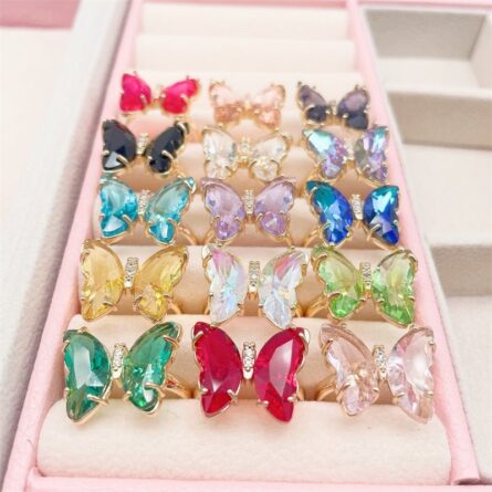 Trendy 16 Colors Crystal Butterfly Ring – Bild 24
