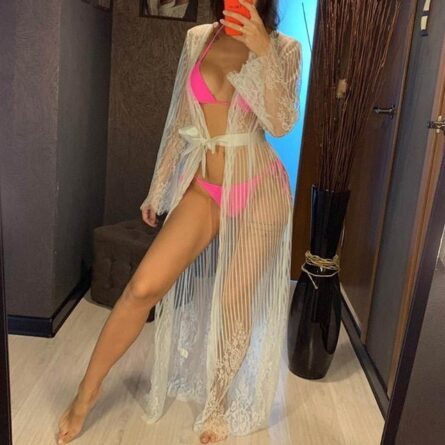 Viva La Vida Lace Beach Cover Up Black White - Image 7