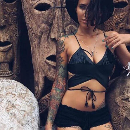 Amore Crochet Boho Bohemian Swim Bikini Shorts - Image 7