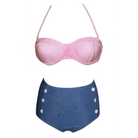 Lovey Denim Sexy Bikini High Waist Retro – Bild 5