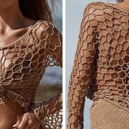 Boho Bliss Crochet Bikini Cover Up Top Crochet Beach Top - Image 2