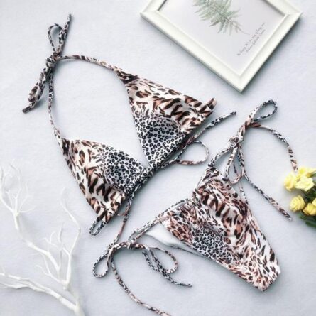 Natasha Ruched Triangle Leopard Bikini – Bild 7