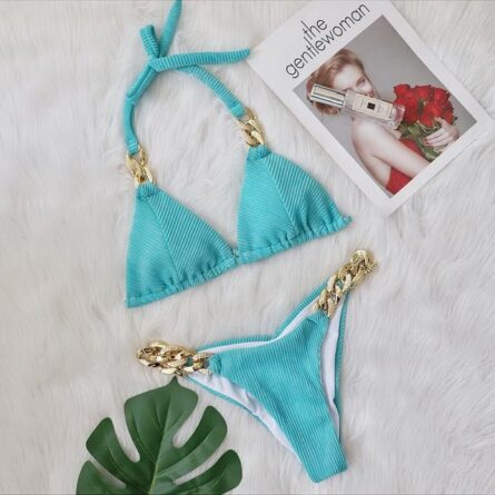 New! Amanda Cheeky Sexy Ribbed Bling Bikini - Image 51