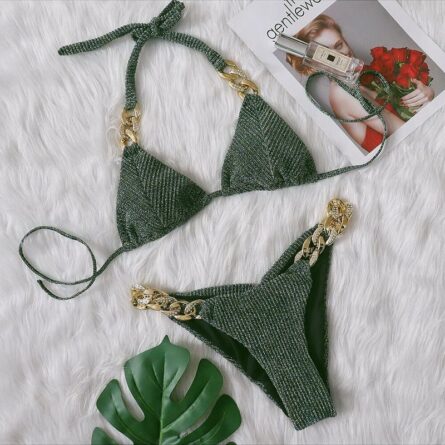 New! Amanda Cheeky Sexy Ribbed Bling Bikini - Image 56