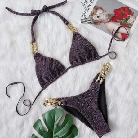 New! Amanda Cheeky Sexy Ribbed Bling Bikini - Image 49