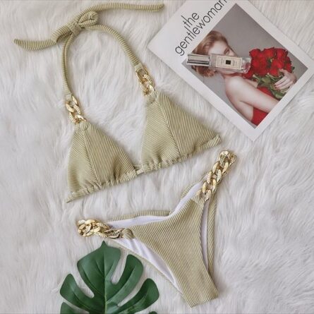 New! Amanda Cheeky Sexy Ribbed Bling Bikini - Image 38