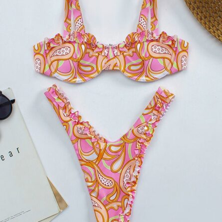 New! Bahamas Sexy Ruffle Frill Push Up Thong Bikini - Image 14