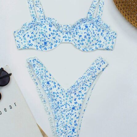 New! Bahamas Sexy Ruffle Frill Push Up Thong Bikini - Image 7
