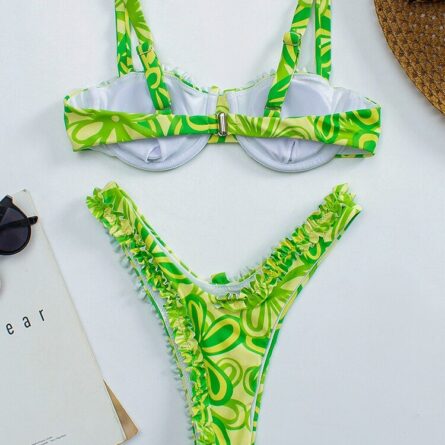 New! Bahamas Sexy Ruffle Frill Push Up Thong Bikini - Image 5