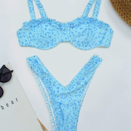 New! Bahamas Sexy Ruffle Frill Push Up Thong Bikini - Image 4