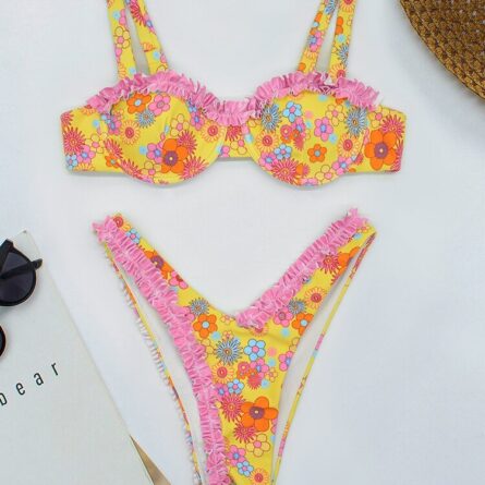 New! Bahamas Sexy Ruffle Frill Push Up Thong Bikini - Image 10