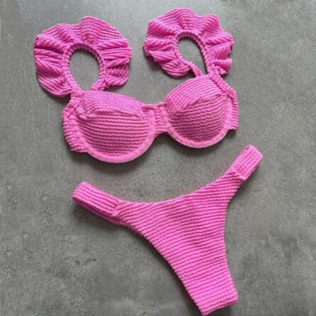 New! Stunning Ruffle Shoulders Push Up Bikini – Bild 8