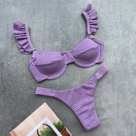 New! Stunning Ruffle Shoulders Push Up Bikini – Bild 2